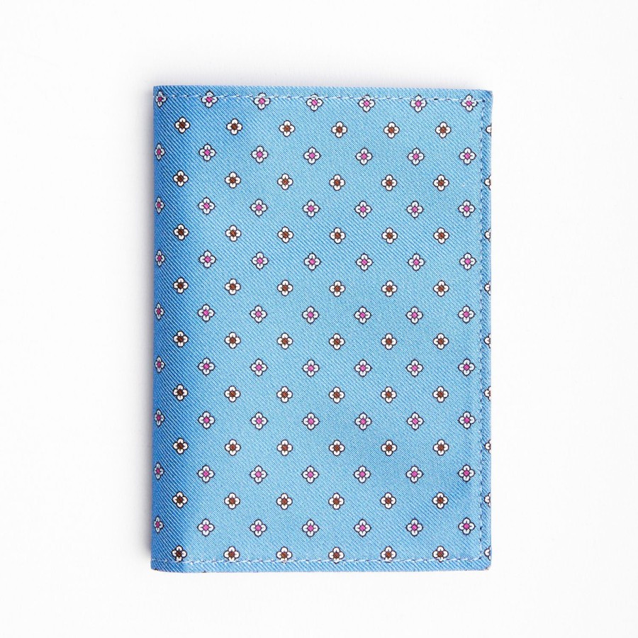 Online E.Marinella Powder Blue Vertical Wallet In Silk And Leather