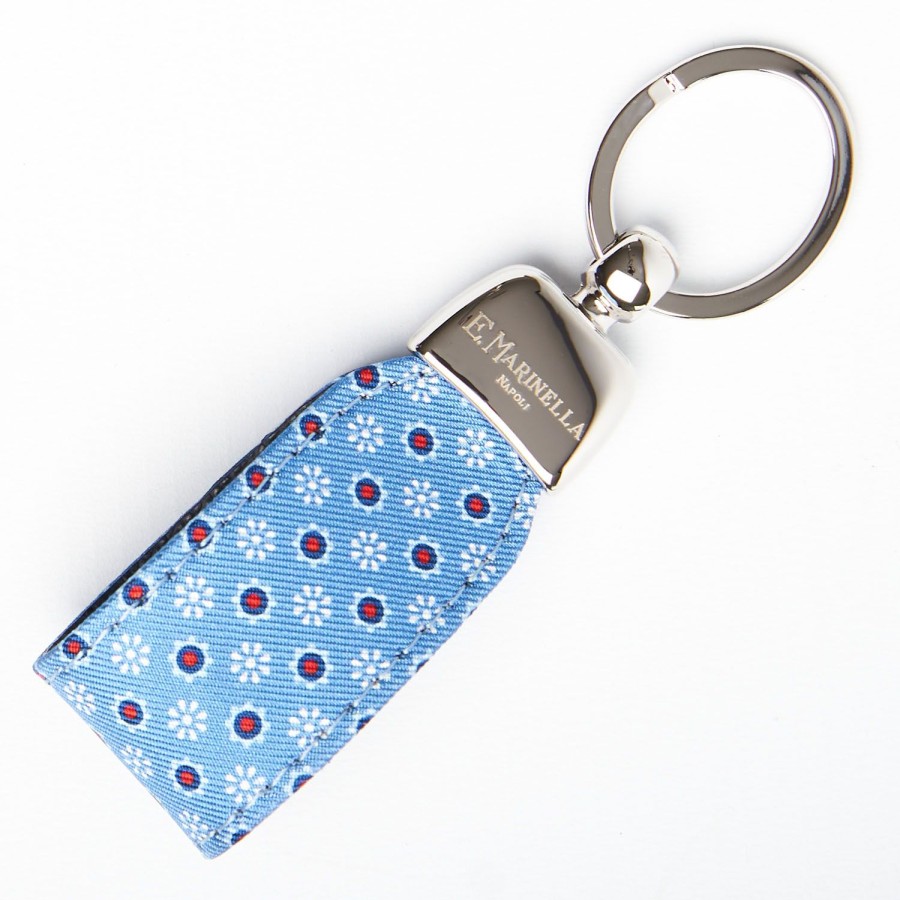 Online E.Marinella Light Blue Keyfob In Silk And Leather