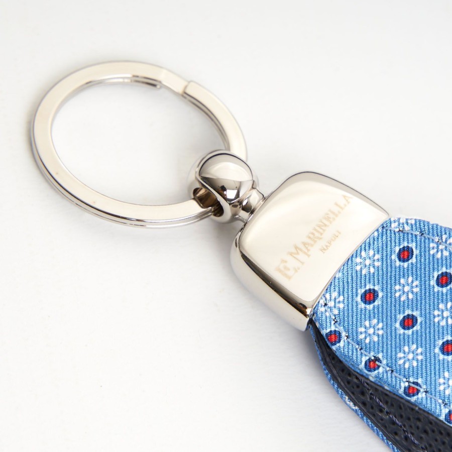 Online E.Marinella Light Blue Keyfob In Silk And Leather