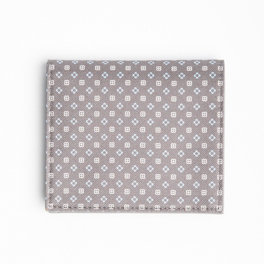 Online E.Marinella Light Grey Small Wallet In Silk And Leather