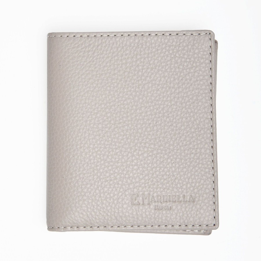 Online E.Marinella Light Grey Hammered Leather Small Wallet