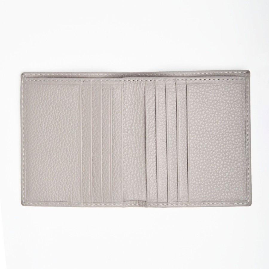 Online E.Marinella Light Grey Hammered Leather Small Wallet