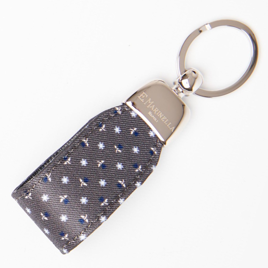 Clearance E.Marinella Dark Grey Keyfob In Silk And Leather