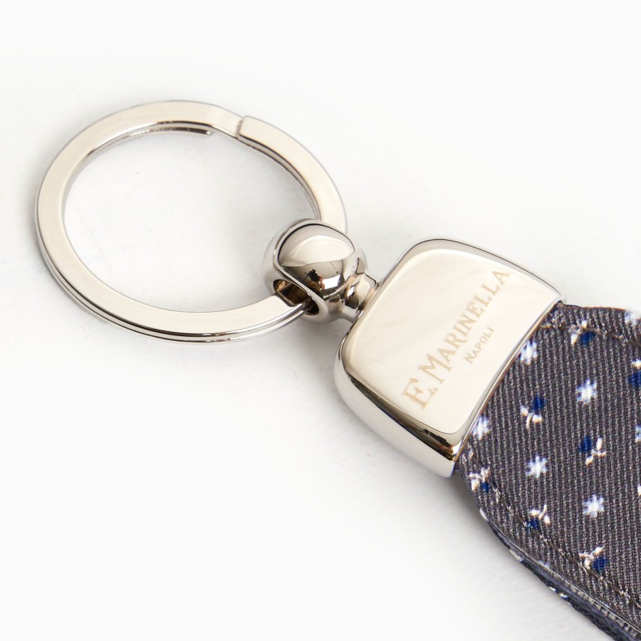 Clearance E.Marinella Dark Grey Keyfob In Silk And Leather