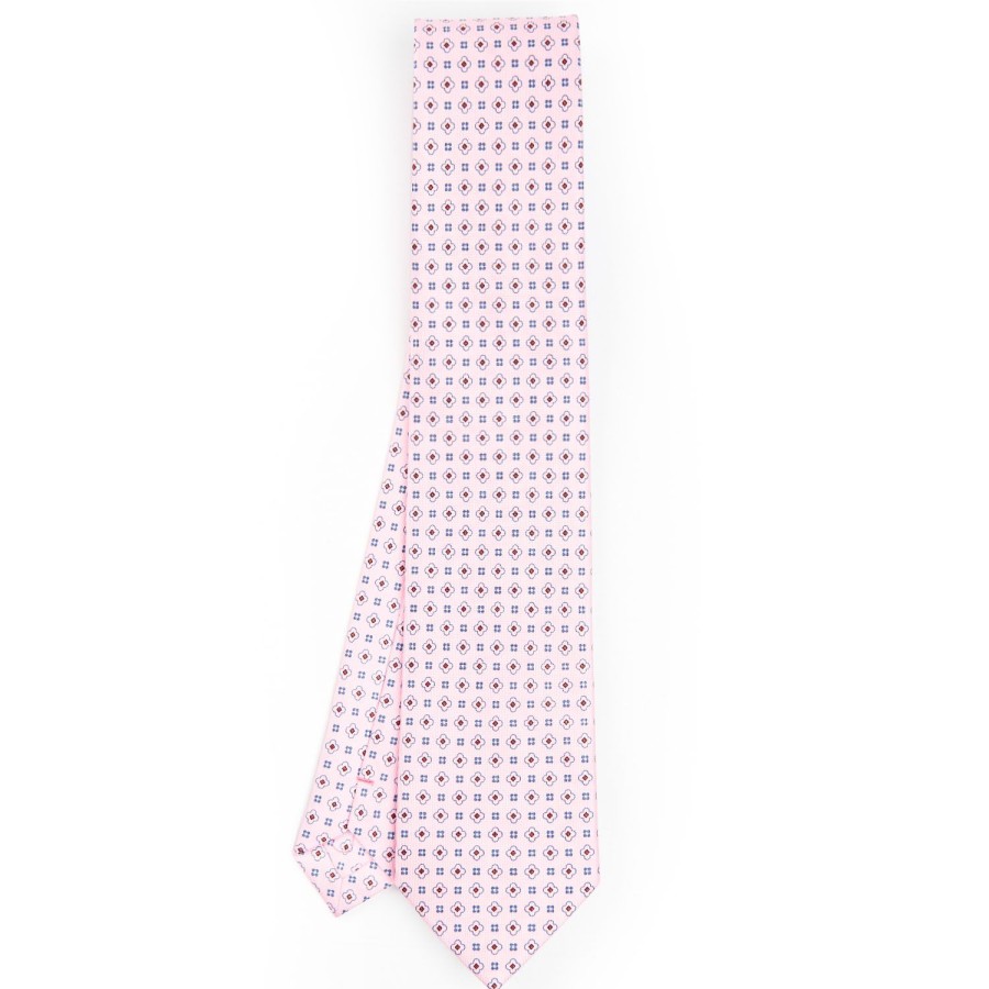 Wholesale E.Marinella Pink Sartorial Classic Silk Tie - Small Flower Pattern