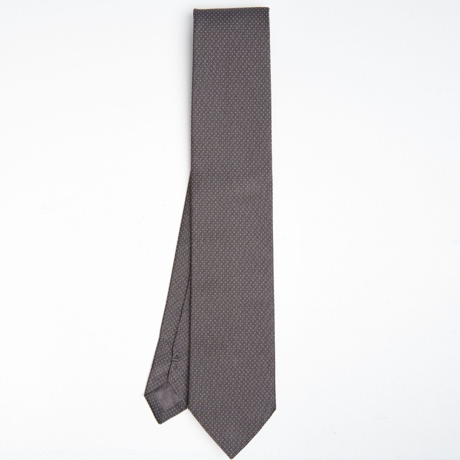 Best E.Marinella Dark Grey Ceremonial Jacquard Silk Tie - Small Polka Dot Pattern