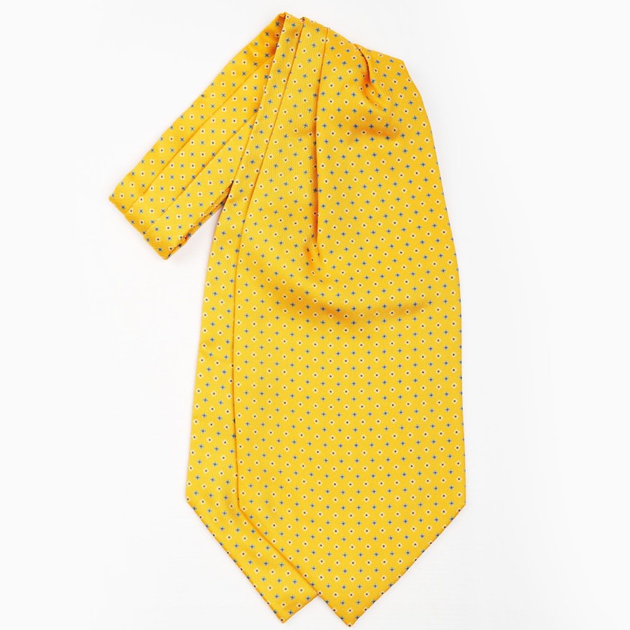 Clearance E.Marinella Yellow Silk Ascot Tie - Small Flower Designs