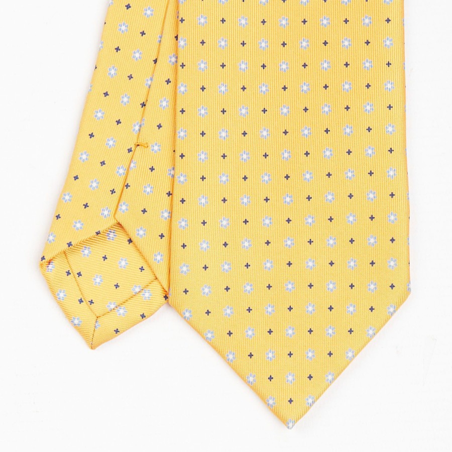 Online E.Marinella Yellow Sartorial Classic Silk Tie - Small Flower Pattern