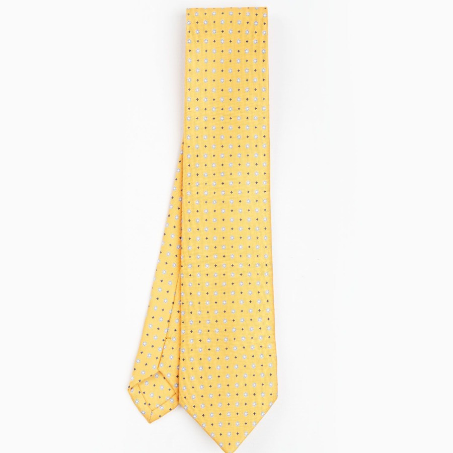 Online E.Marinella Yellow Sartorial Classic Silk Tie - Small Flower Pattern