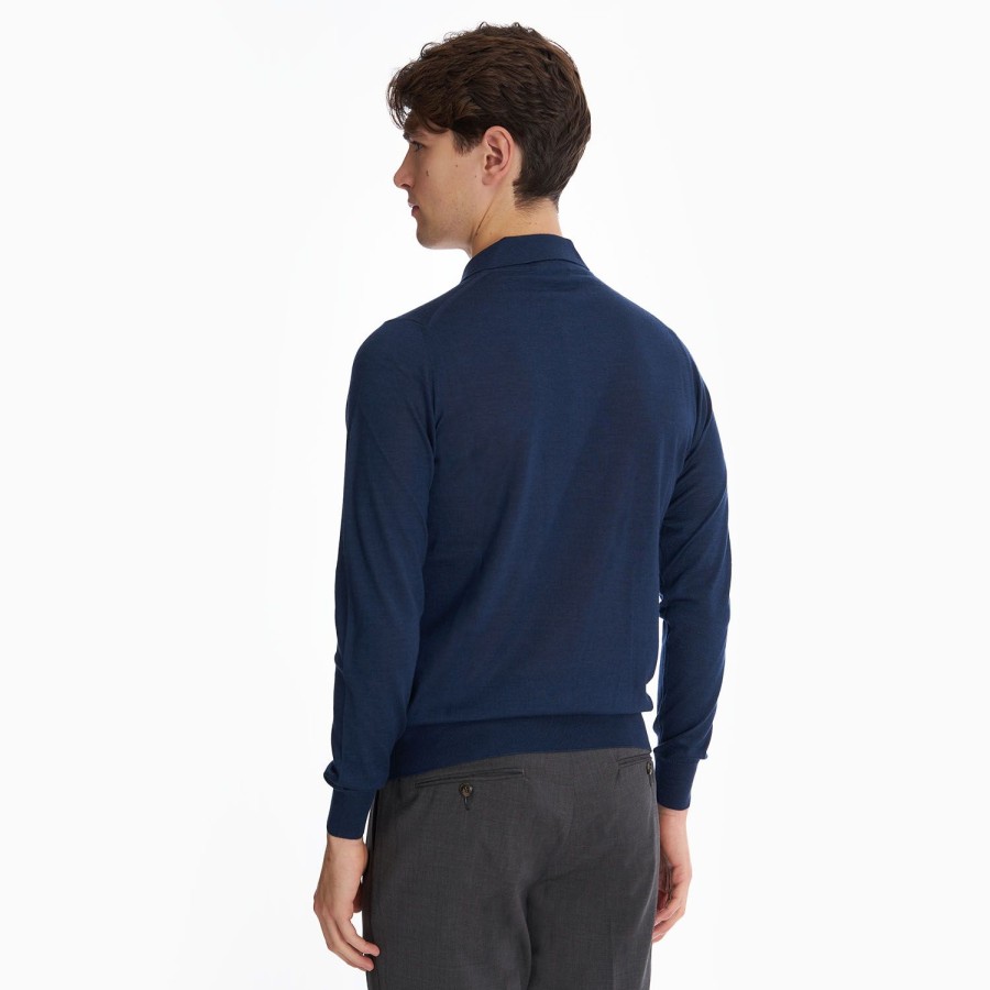 Online E.Marinella Blue Cashmere And Silk Polo Shirt