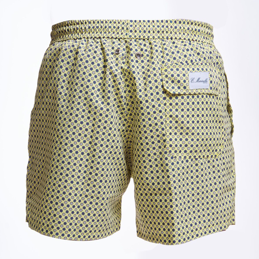 Hot E.Marinella Yellow Swim Short - Small Flower Pattern