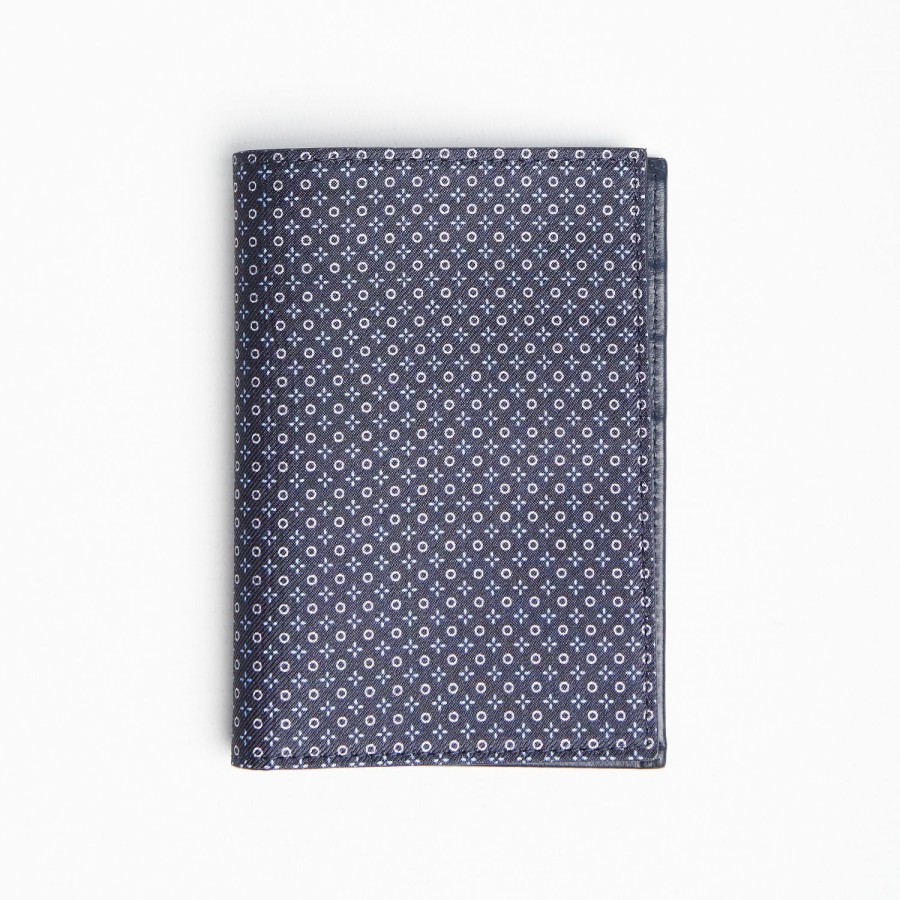 Clearance E.Marinella Dark Blue Vertical Wallet In Silk And Leather