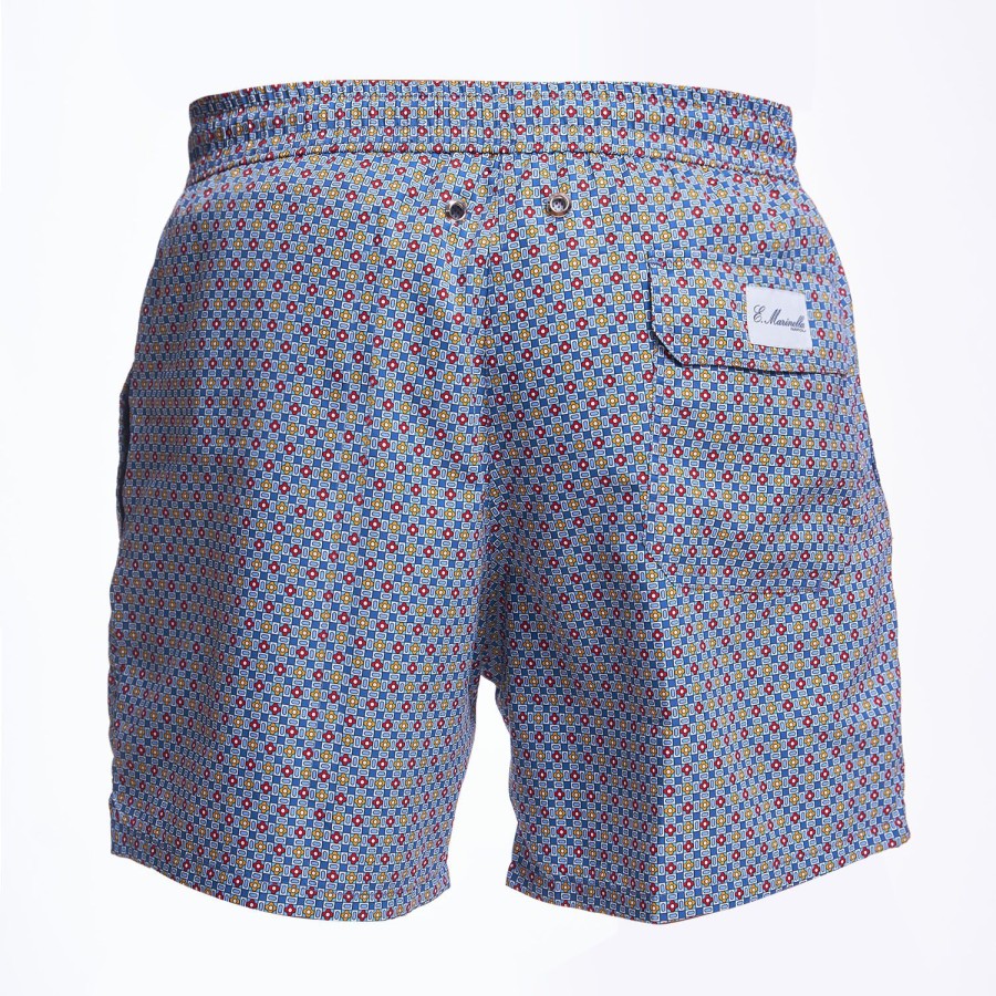 Best E.Marinella Blue Swim Short - Small Flower Pattern