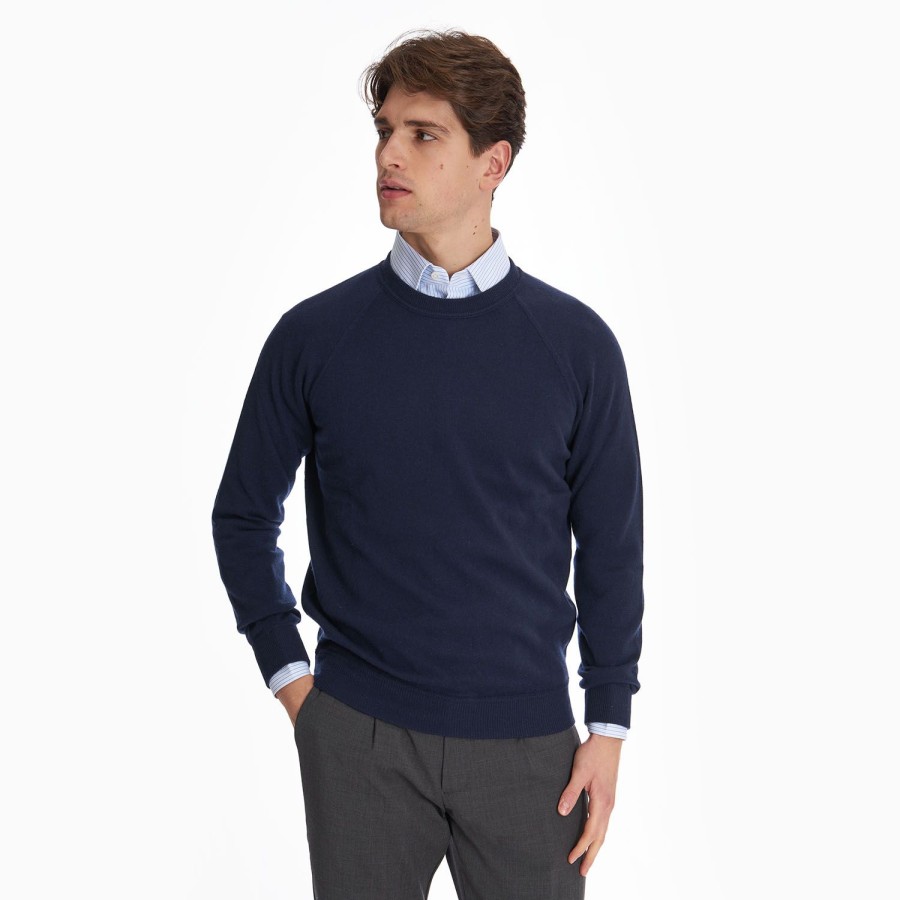 Best E.Marinella Dark Blue Cashmere Sweatshirt