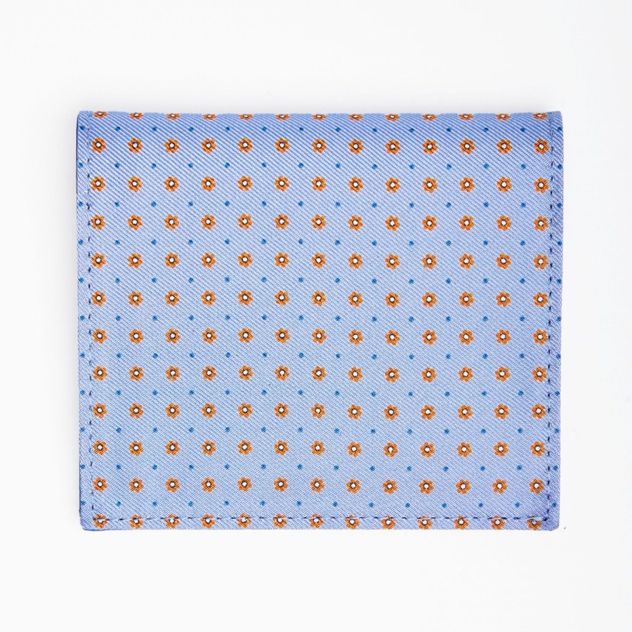 Online E.Marinella Powder Blue Small Wallet In Silk And Leather