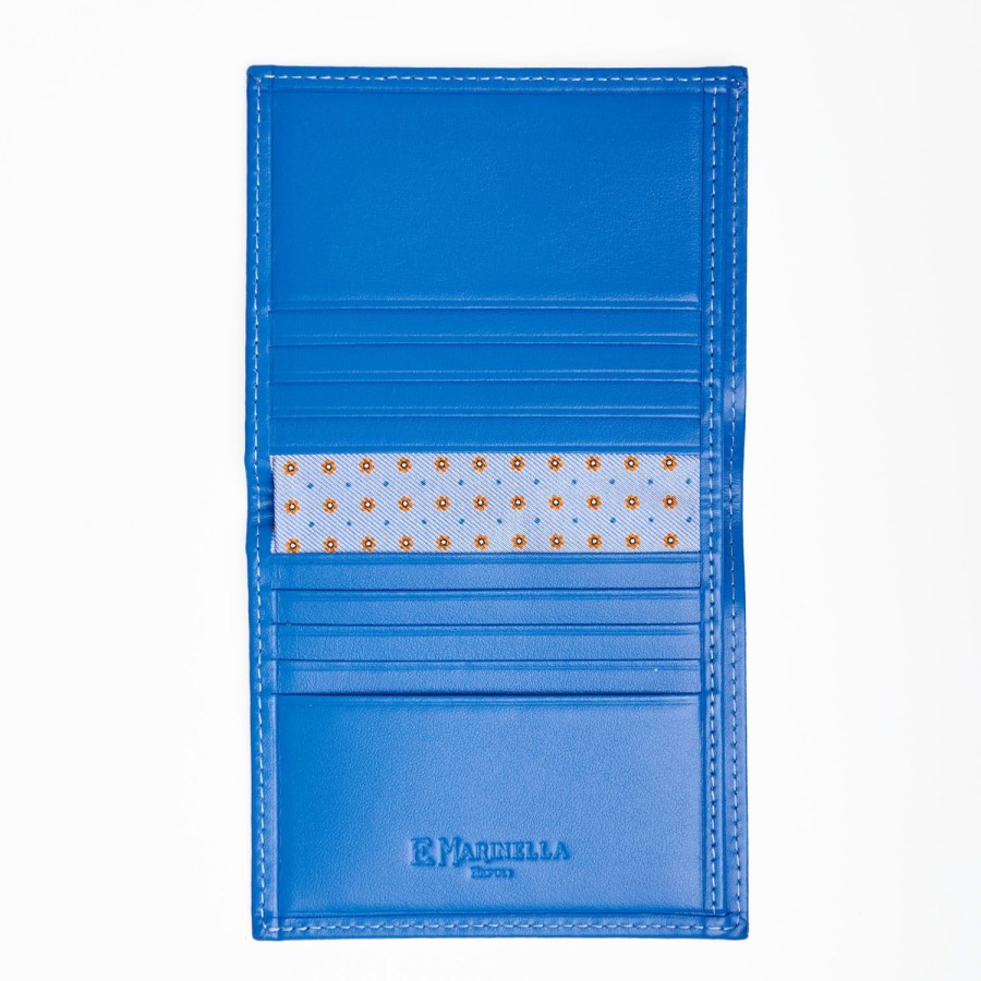 Online E.Marinella Powder Blue Small Wallet In Silk And Leather