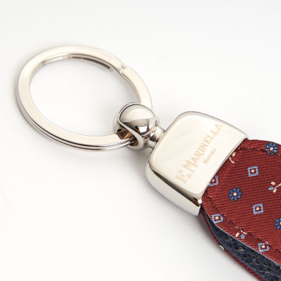 Online E.Marinella Burgundy Keyfob In Silk And Leather