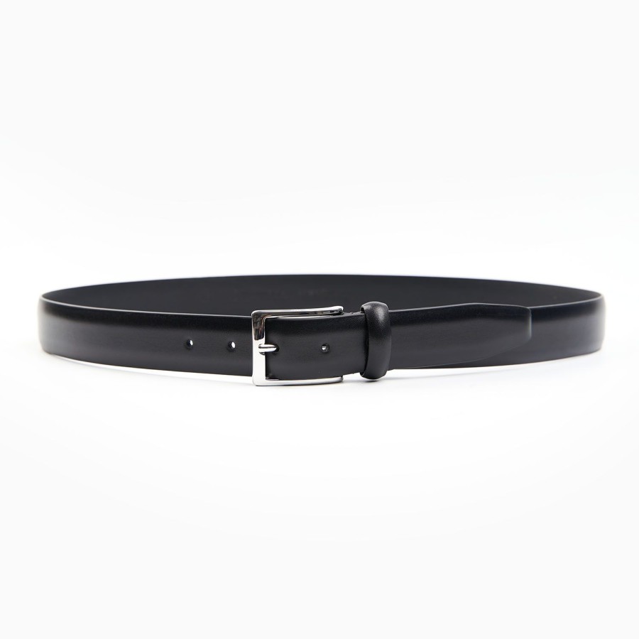 Best E.Marinella Classic Black Leather Belt 30 Mm