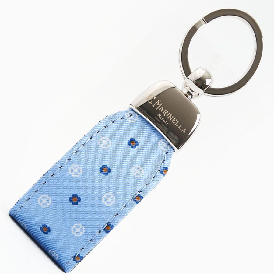 Online E.Marinella Light Blue Keyfob In Silk And Leather