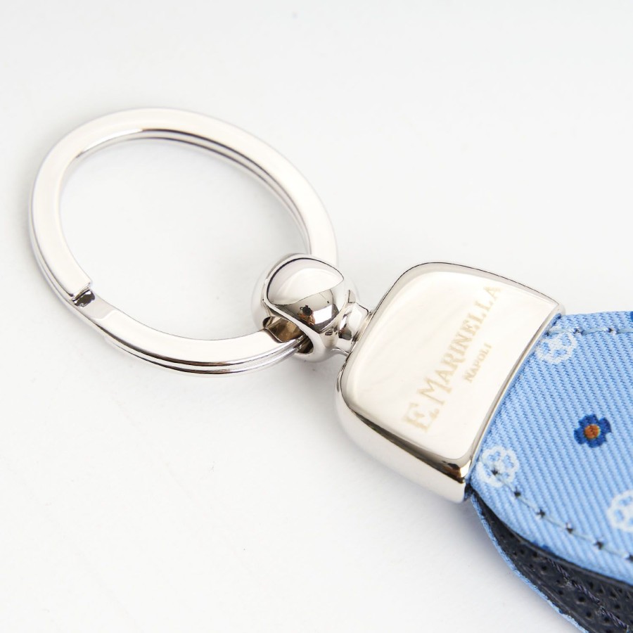 Online E.Marinella Light Blue Keyfob In Silk And Leather