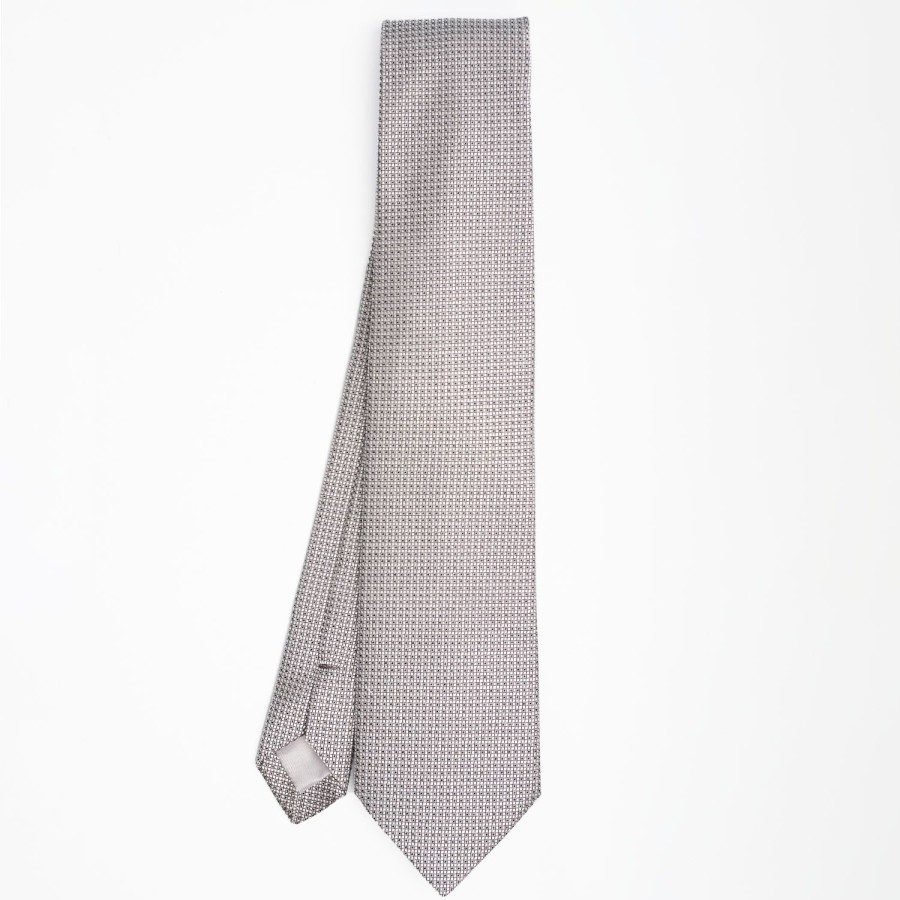 Wholesale E.Marinella Light Grey Ceremonial Jacquard Silk Tie