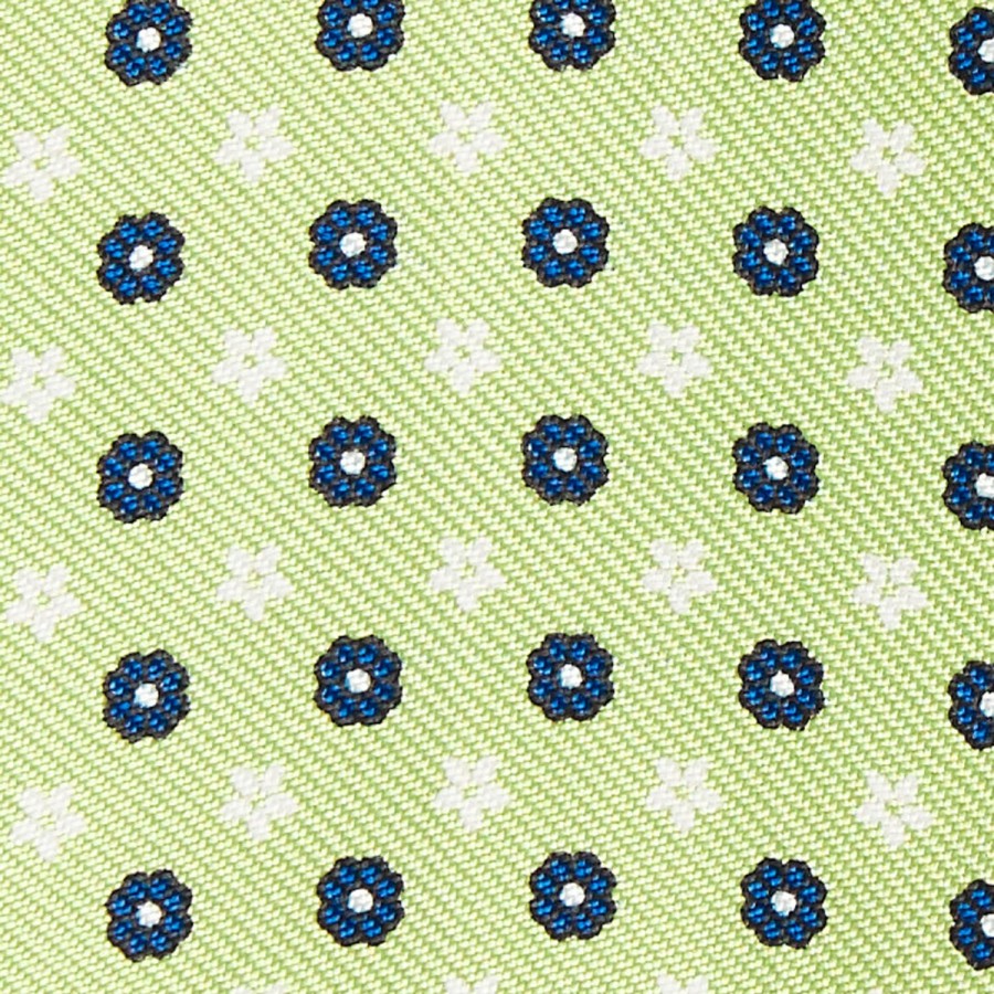 Best E.Marinella Light Green Silk Bowtie To Self-Tie - Small Flower Pattern