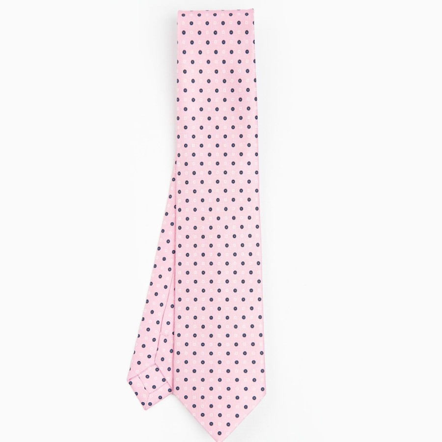 Clearance E.Marinella Pink Sartorial Classic Silk Tie - Small Flower Pattern