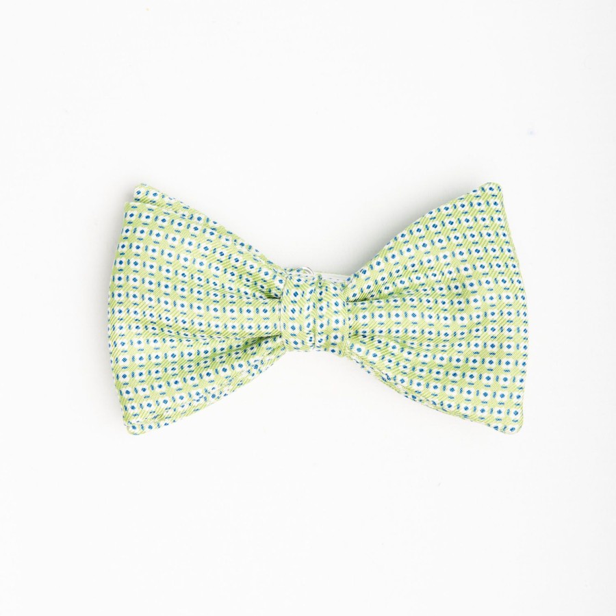 Best E.Marinella Light Green Pre-Knotted Silk Bowtie - Small Geometric Pattern