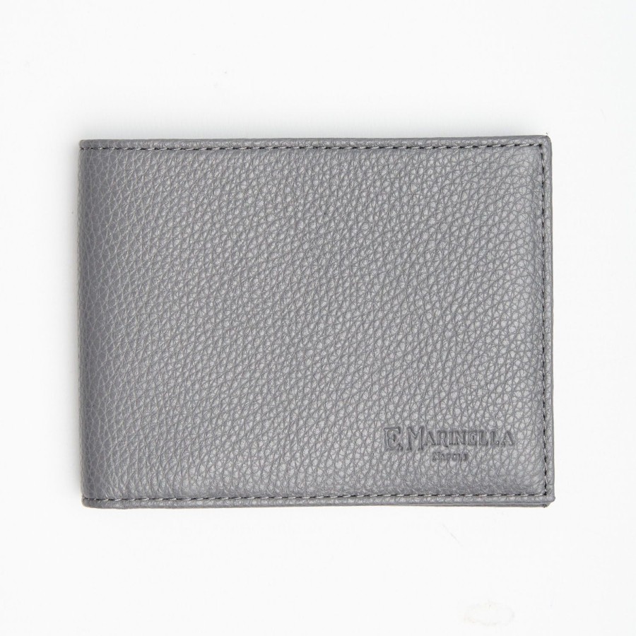 Wholesale E.Marinella Dark Grey Hammered Leather Horizontal Wallet