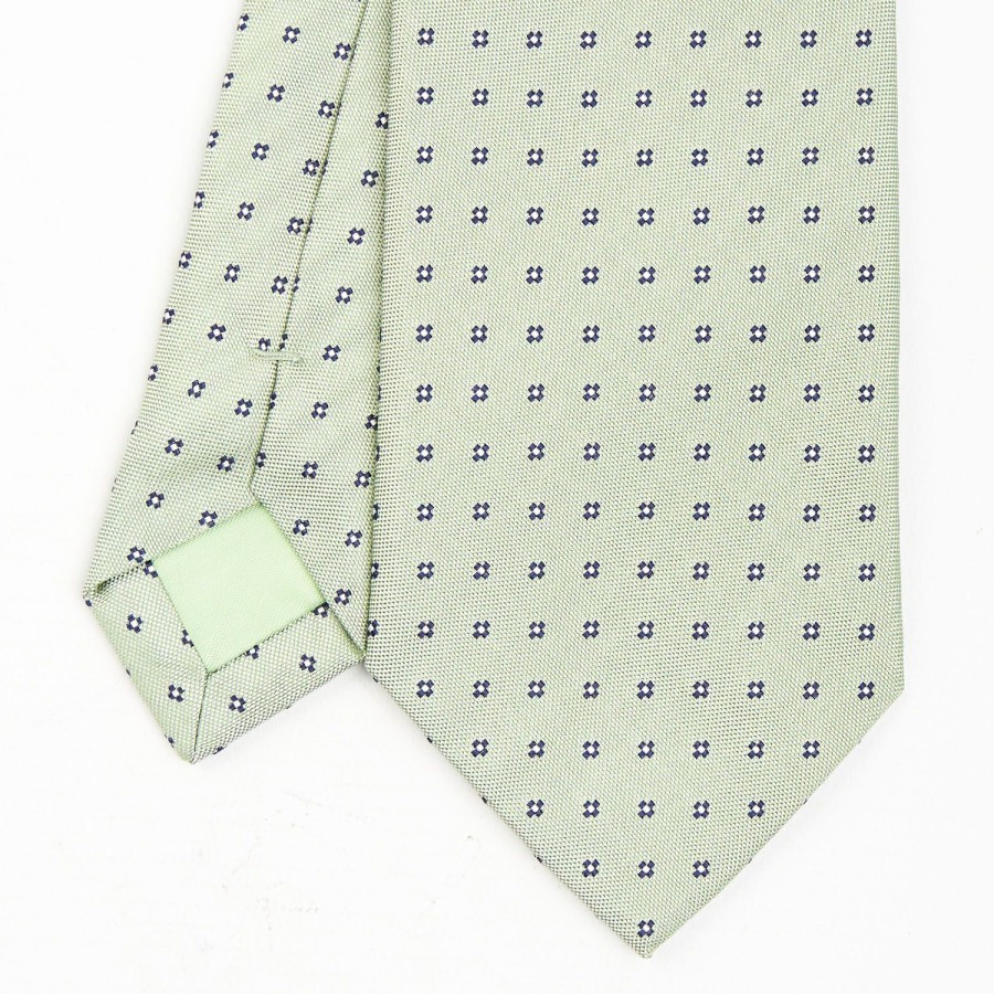 Wholesale E.Marinella Light Green Sartorial Jacquard Silk Tie - Small Flower Designs