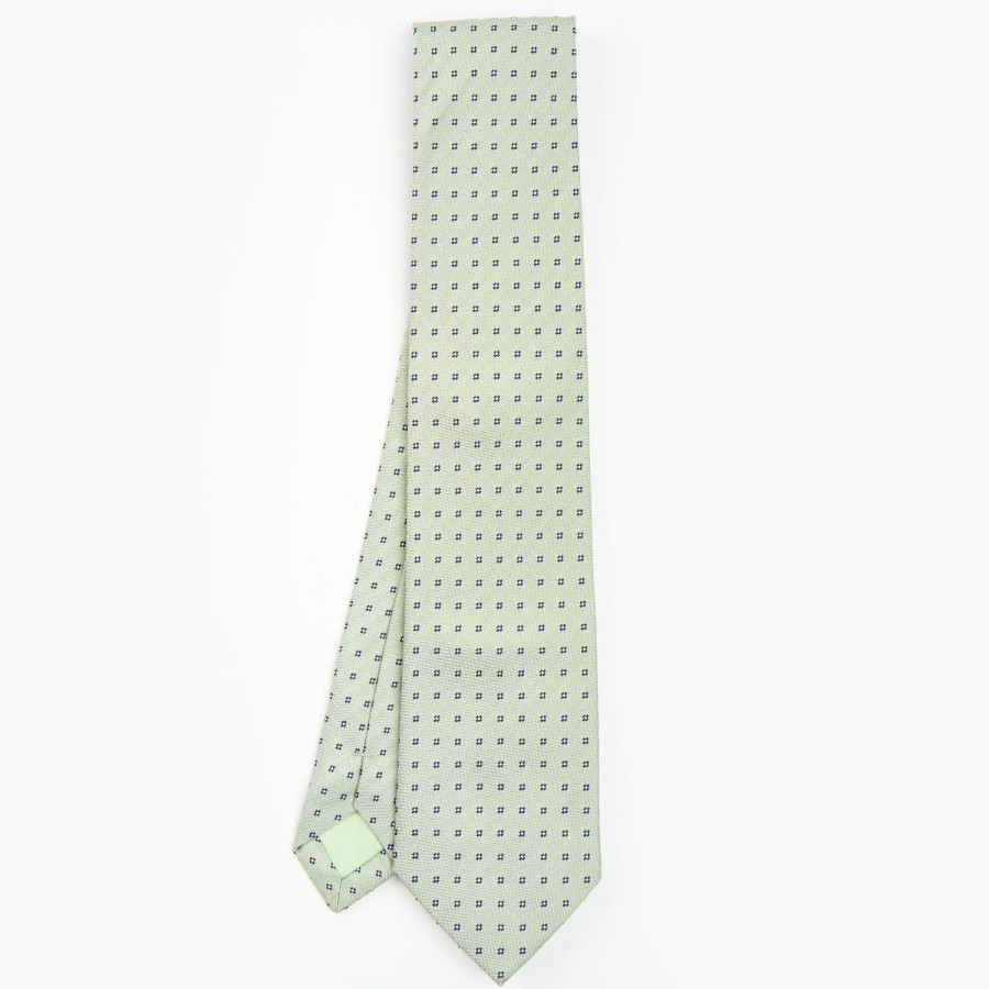 Wholesale E.Marinella Light Green Sartorial Jacquard Silk Tie - Small Flower Designs