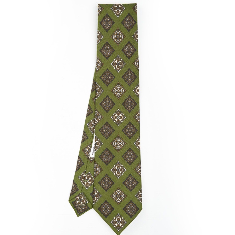 New E.Marinella Olive Green Archivio Collection Silk Tie 1988-06