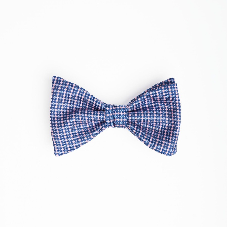 New E.Marinella Bluette Pre-Knotted Silk Bowtie - Small Geometric Pattern