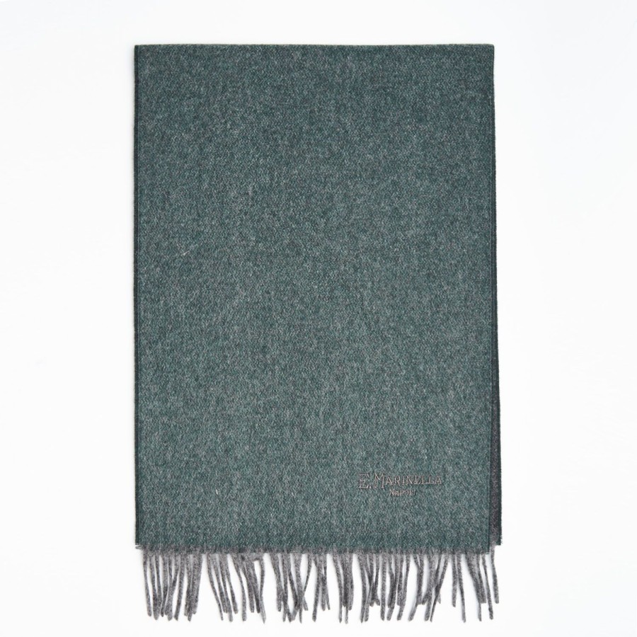 Wholesale E.Marinella Dark Green And Gray Double-Faced Cashmere Scarf