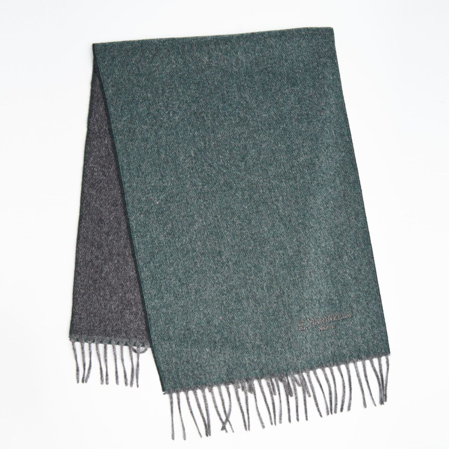 Wholesale E.Marinella Dark Green And Gray Double-Faced Cashmere Scarf