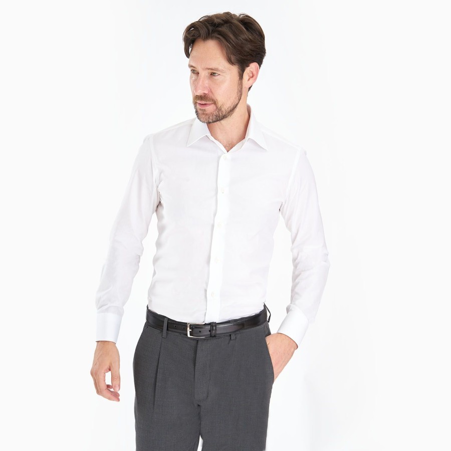 New E.Marinella Slim White Cotton Classic Shirt