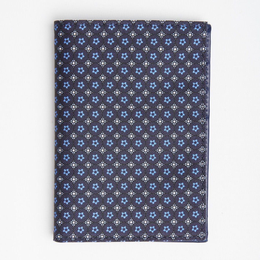 Clearance E.Marinella Dark Blue Vertical Wallet In Silk And Leather