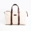 Online E.Marinella White Canvas Weekend Bag With Leather Trim