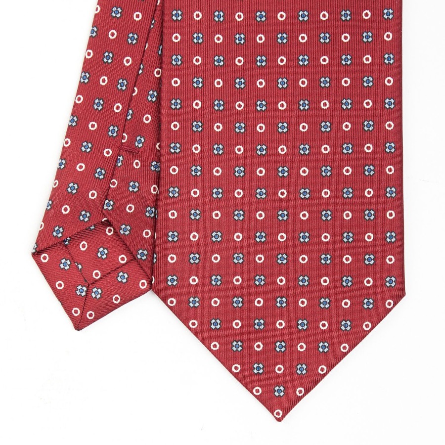 Hot E.Marinella Burgundy Sartorial Classic Silk Tie - Small Flower Designs