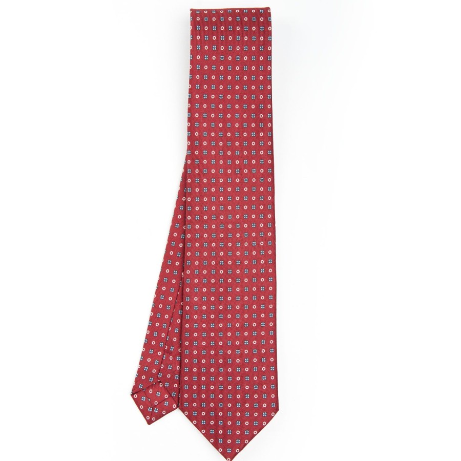 Hot E.Marinella Burgundy Sartorial Classic Silk Tie - Small Flower Designs