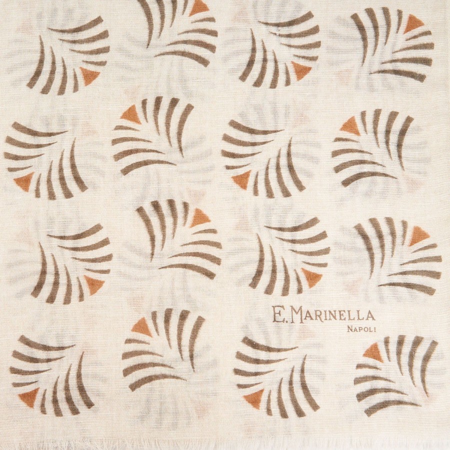 Wholesale E.Marinella Beige Cotton And Linen Scarf - Brown Fans