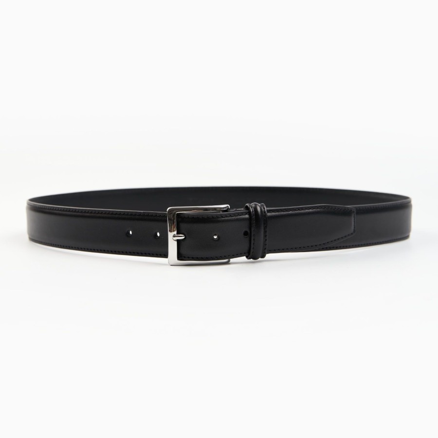 Best E.Marinella Classic Black Leather Belt 35 Mm