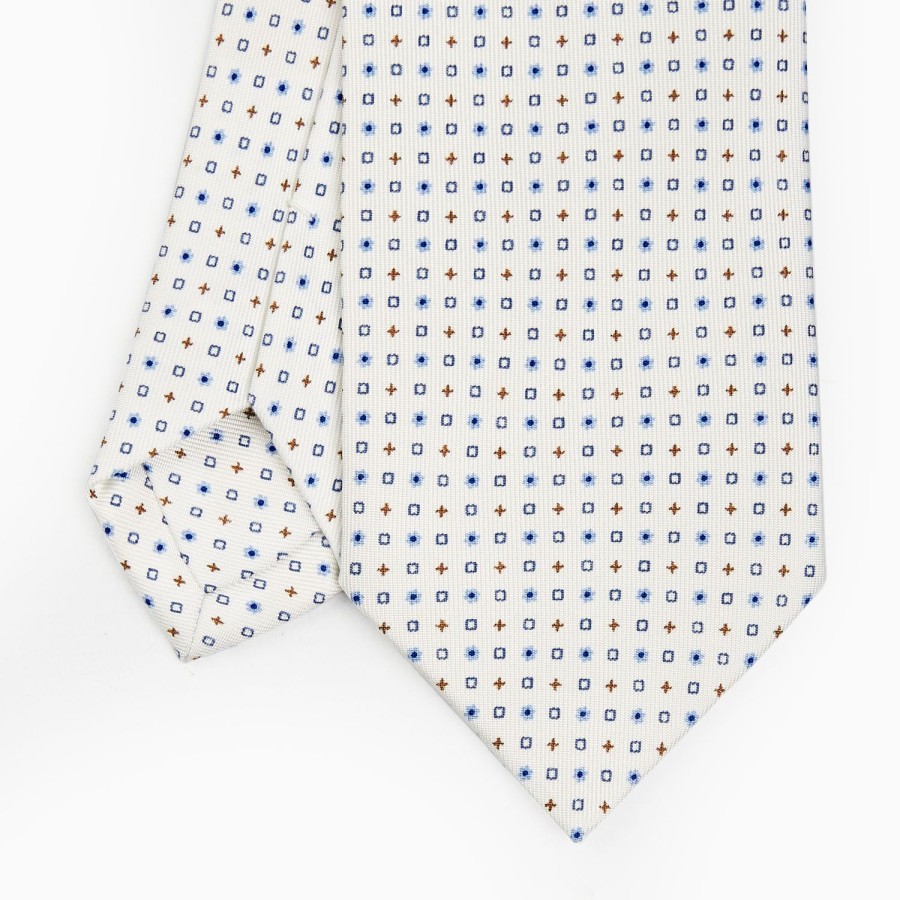 Best E.Marinella White Sartorial Classic Silk Tie - Small Flower Pattern