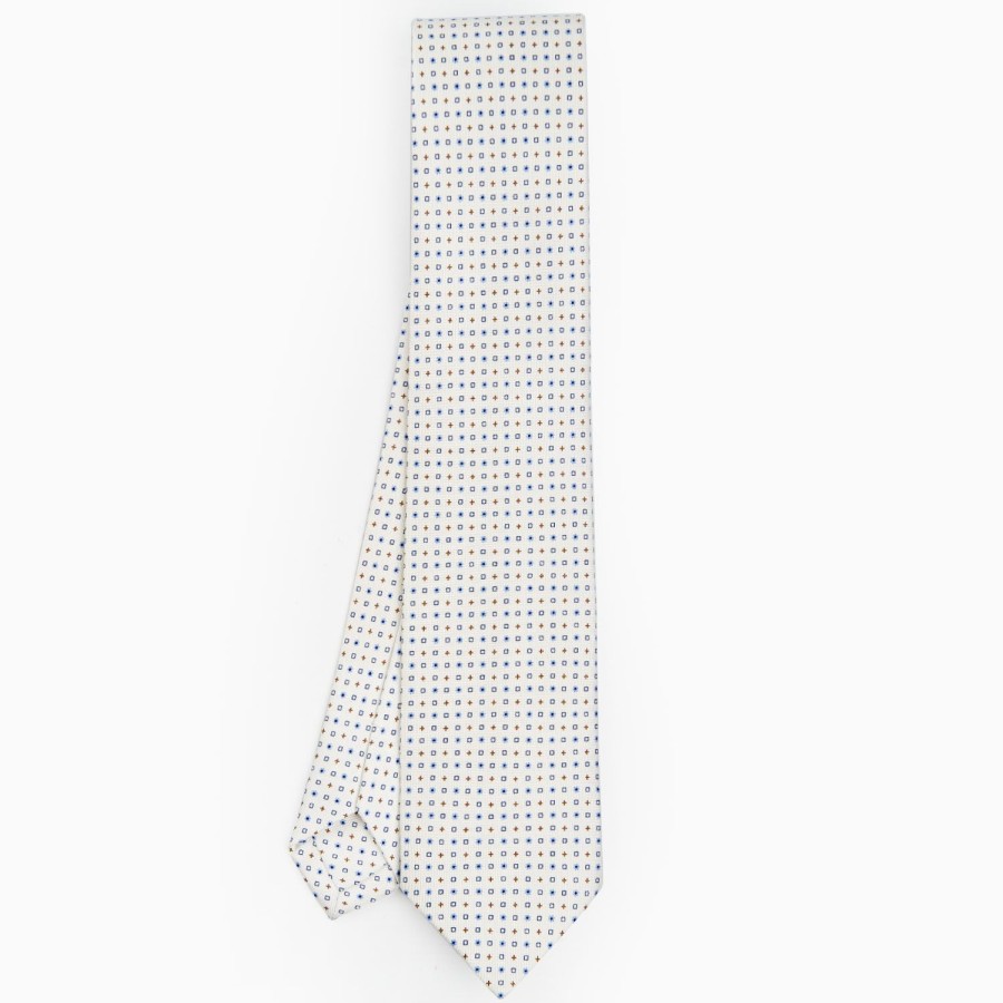 Best E.Marinella White Sartorial Classic Silk Tie - Small Flower Pattern