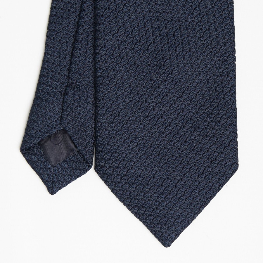 Clearance E.Marinella Dark Blue Sartorial Granadine Silk Tie