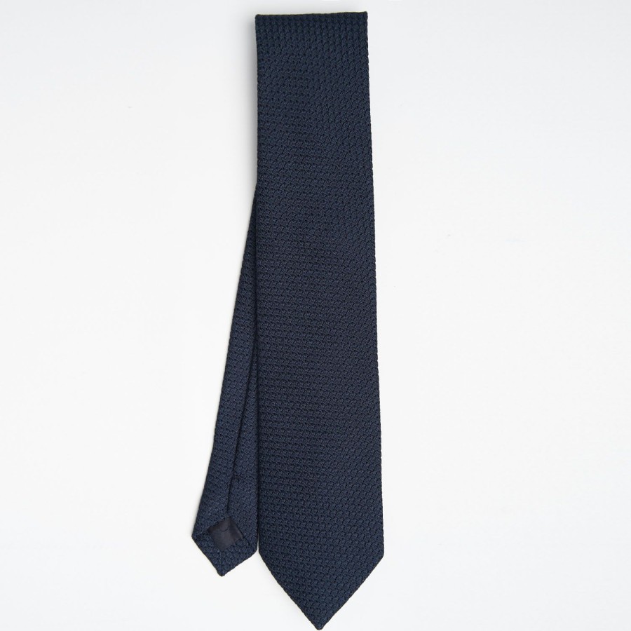 Clearance E.Marinella Dark Blue Sartorial Granadine Silk Tie