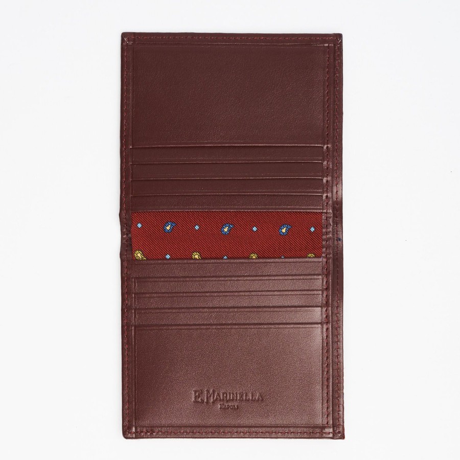 Online E.Marinella Burgundy Small Wallet In Silk And Leather