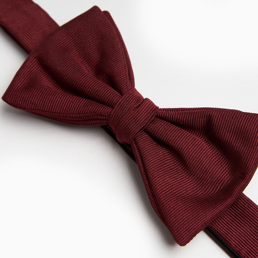 Wholesale E.Marinella Burgundy Pre-Knotted Silk Bowtie - Solid Color