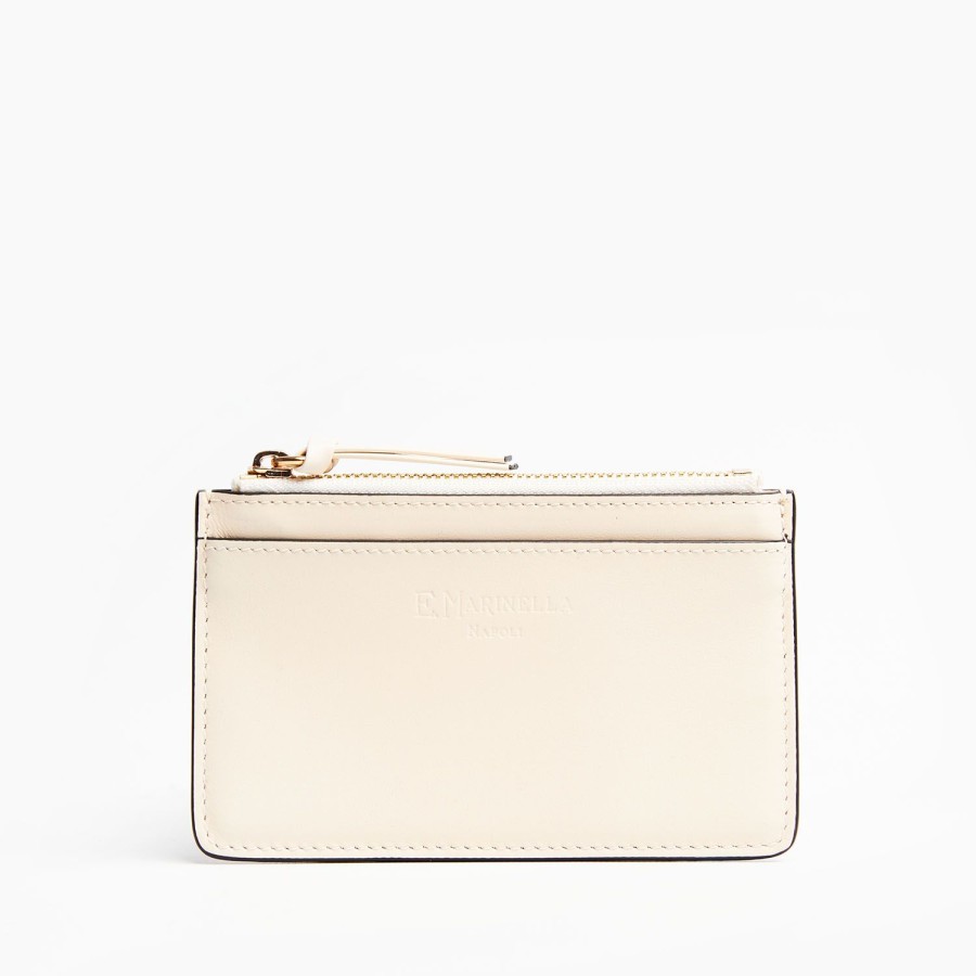 Online E.Marinella Beige Leather Zip Credit Card Holder