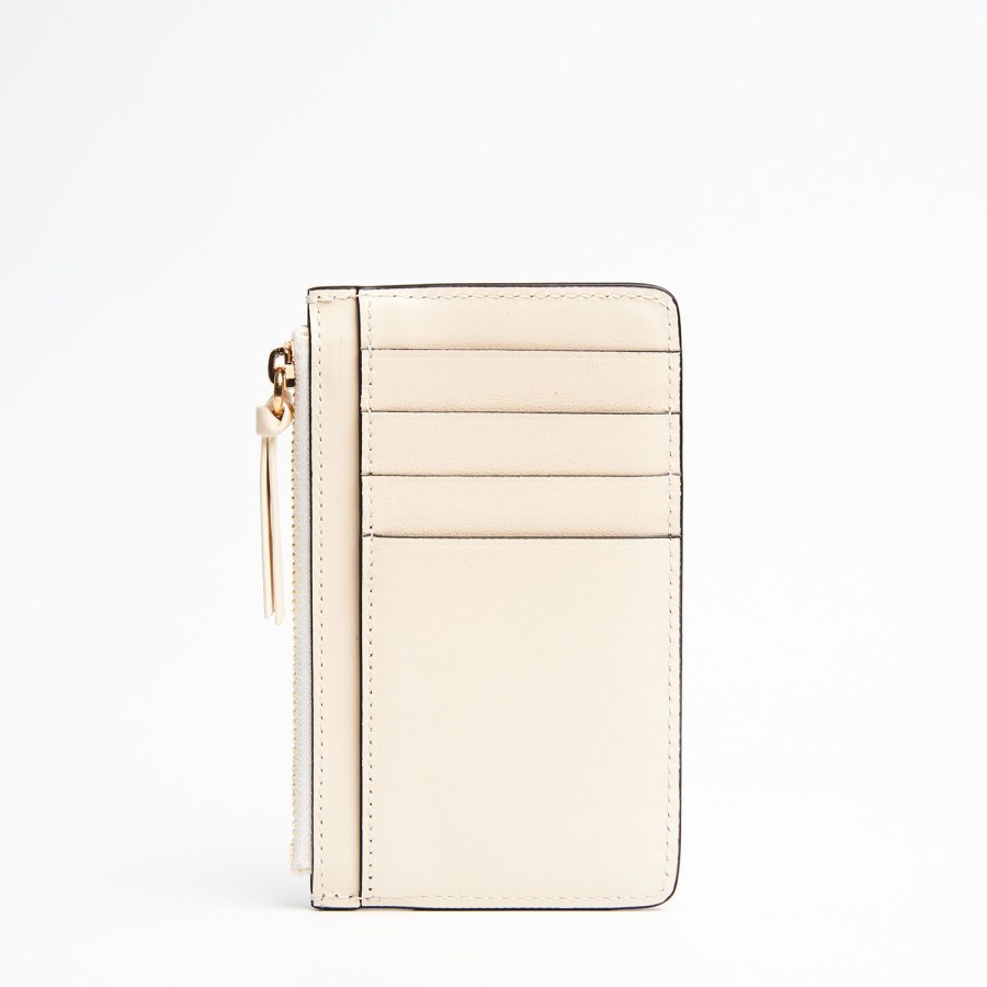 Online E.Marinella Beige Leather Zip Credit Card Holder